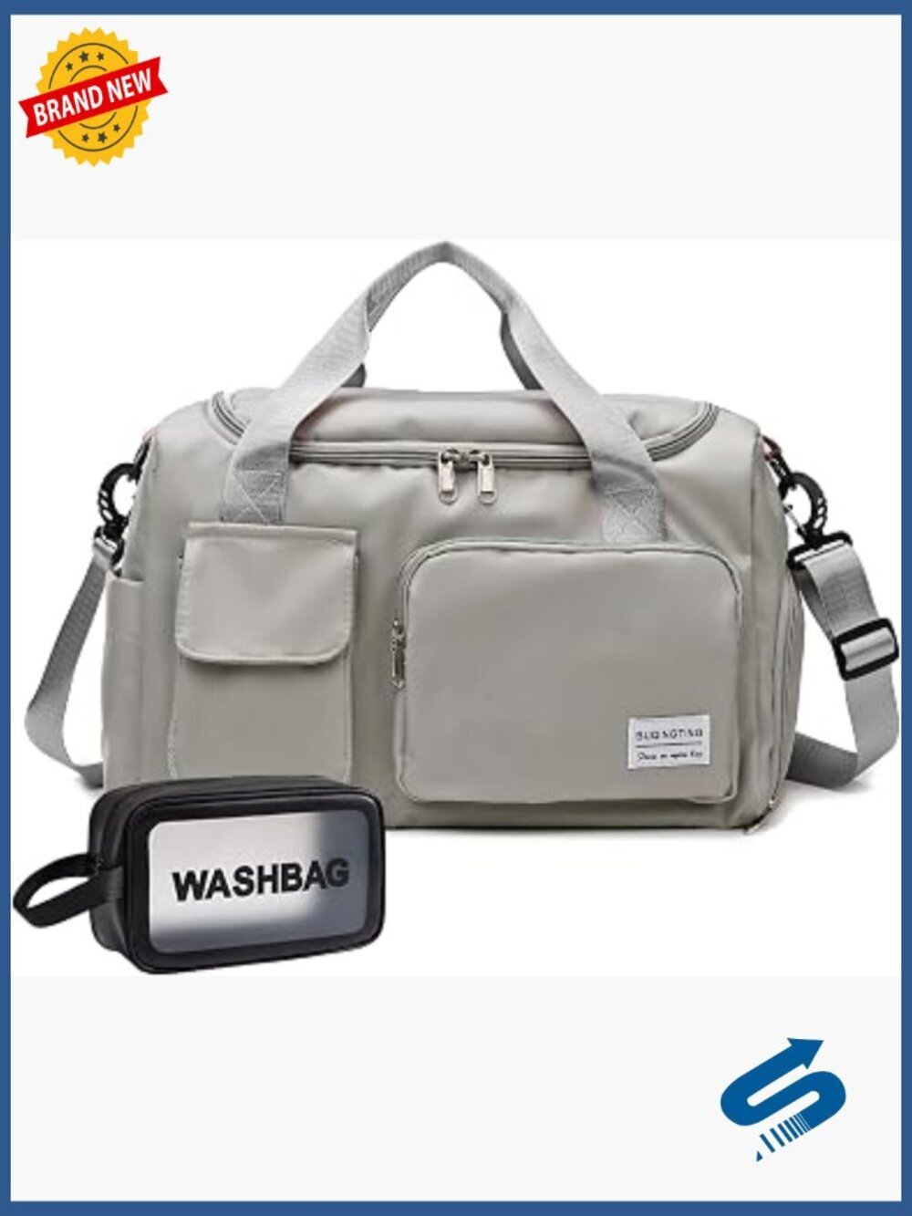 Travel Duffle Bag with Shoe Compartment, Water Resistant Nylon